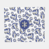 sportlich-blau graue Mannschaftsfarben mädchenhaft Fleecedecke (Vorderseite (Horizontal))