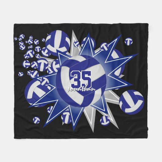 sportlich-blau-weiße Volleyballzimmerdekoration Fleecedecke (Vorderseite (Horizontal))