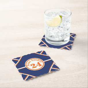 Sportlich inspirierter blau-oranger Papierunterset Untersetzer