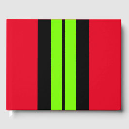 Sportlich Limone schwarze Streifen auf hellrot Gästebuch