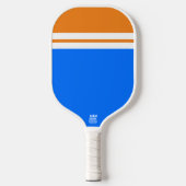 Sportlich orange weiße Streifen auf hellblau Pickleball Schläger (Vorderseite)