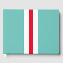 Sportlich rote, vertikale Streifen auf Aquamarinem Gästebuch