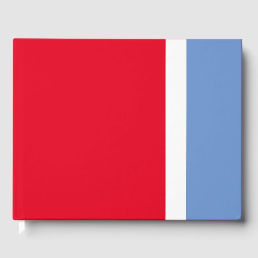 Sportlich weiße, hellblaue Streifen auf hellrot Gästebuch (Vorderseite)