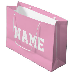 Sportlich YOUR NAME Weißer Text auf Hellrosa Große Geschenktüte