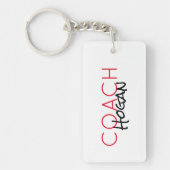 Sportliche benutzerdefinierte COACH-NAME rote Team Schlüsselanhänger (Vorderseite)