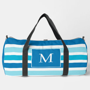 Sportliche blaue gestreifte Monogramm-Turntasche Duffle Bag