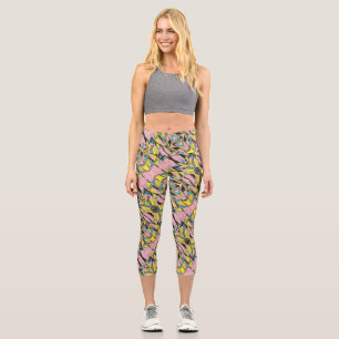 sportliche, blinkende abstrakte Kunstgestaltung in Capri Leggings