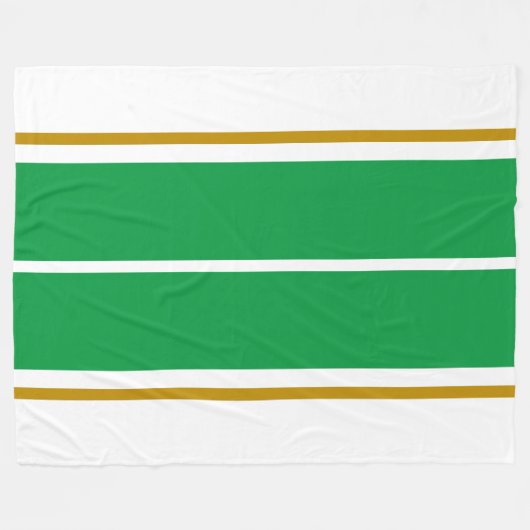Sportliche, breite, helle, grüne Streifen auf weiß Fleecedecke (Vorderseite (Horizontal))