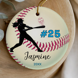 Sportliche coole Mädchen Baseball Athletin Erinner Keramik Ornament