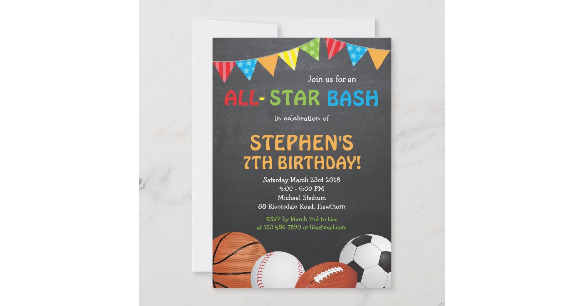 Sportliche Einladung zum Geburtstag / Sporteinladu Zazzle.de