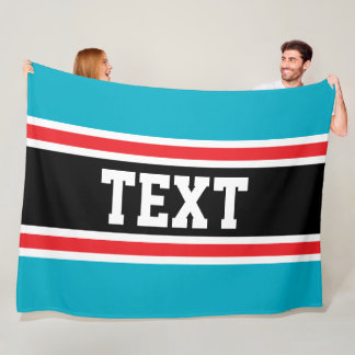 Sportliche Fun Teal Blau Rot Schwarz Streifen DEIN Fleecedecke