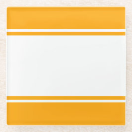 Sportliche Fun, weiße Streifen auf goldgelb Glasuntersetzer