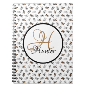 Sportliche Fußball-Welpen mit Monogramm Notizblock