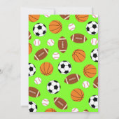 Sportliche Geburtstagsparty Kinder Niedlich Einladung (Rückseite)