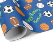 Sportliche Geburtstagsparty Kinder Niedlich Geschenkpapier (Rolleneckpunkt)