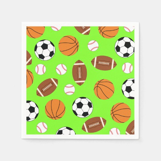 Sportliche Geburtstagsparty Kinder Niedlich Serviette (Vorderseite)