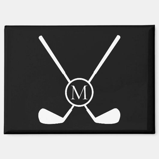 Sportliche Golfschläger-Illustration Weiße Monogra Magnet (Vorderseite)