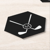 Sportliche Golfschläger-Illustration weißes Monogr Untersetzer (angewinkelt)