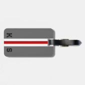 Sportliche Helle Rot Grau & Weiß Streifen Gepäckanhänger (Rückseite horizontal)