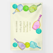 Sportliche Hochzeit Wasserfarben Pickleball Themen Banner (Vertikal)