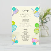 Sportliche Hochzeit Wasserfarben Pickleball Themen Programm (Stehend Vorderseite)