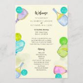 Sportliche Hochzeit Wasserfarben Pickleball Themen Programm (Vorderseite)