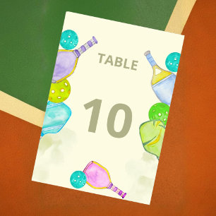 Sportliche Hochzeit Wasserfarben Pickleball Themen Tischnummer