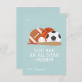 Sportliche Kinder Klassenräume Valentine Einladung (Vorne/Hinten)