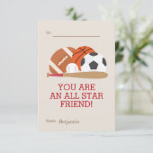 Sportliche Kinder Klassenräume Valentine Einladung (Stehend Vorderseite)