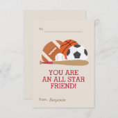 Sportliche Kinder Klassenräume Valentine Einladung (Vorne/Hinten)