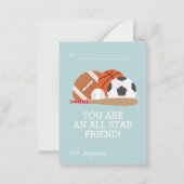Sportliche Kinder Klassenräume Valentine Mitteilungskarte (Vorderseite)
