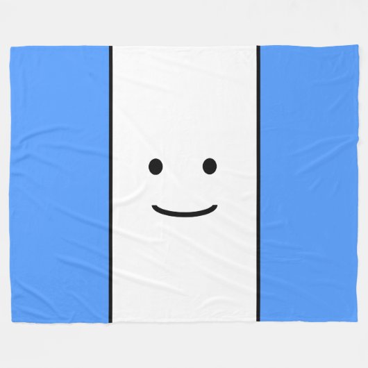 Sportliche Niedliche Smily-Face Bright Blue White Fleecedecke (Vorderseite (Horizontal))