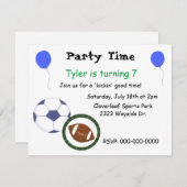 Sportliche Party Einladung (Vorne/Hinten)