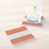 Sportliche, raffinierte Lachs Rosa Streifen Glasuntersetzer (Schrägansicht)