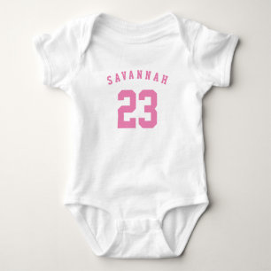Sportliche Sportarten weiß rosa individuelle Name Baby Strampler
