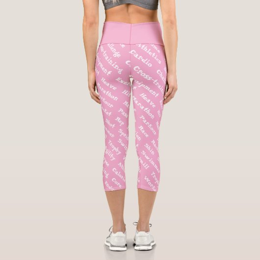 Sportliche und sportliche Word Salat Pink Capri Leggings (Rückseite)
