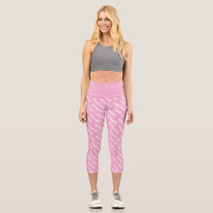 Sportliche und sportliche Word Salat Pink Capri Leggings