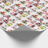 Sportliche Weihnachtsfeiertage Cartoon Geschenkpapier (Ecke)