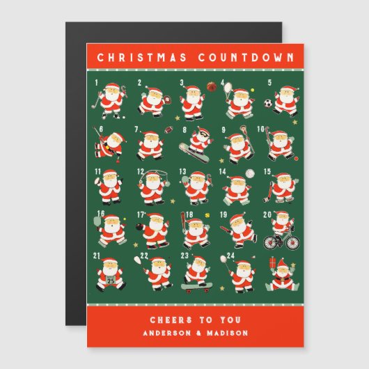 Sportliche Weihnachtskarten Magneteinladung (Vorne/Hinten)