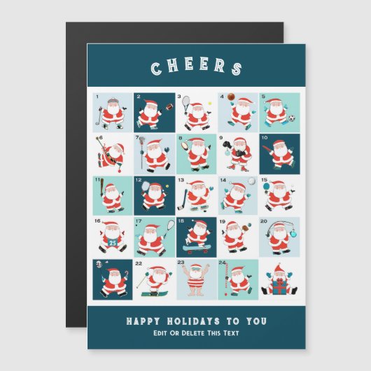 Sportliche Weihnachtskarten Magneteinladung (Vorne/Hinten)