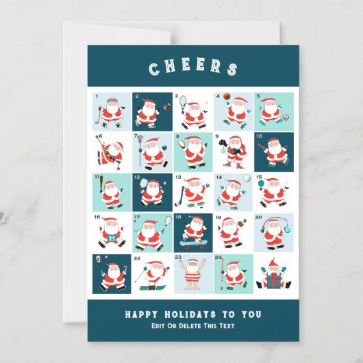 Sportliche Weihnachtskarten Magneteinladung (Vorderseite)