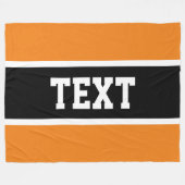 Sportlicher athletischer Orange-Schwarz-weißer Str Fleecedecke (Vorderseite (Horizontal))