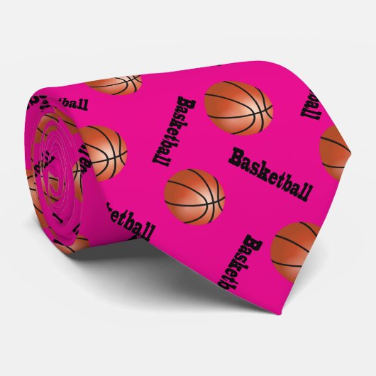Sportlicher Basketball des Pink-Hintergrund-| Krawatte (Gerollt)