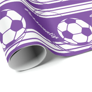 Sportlicher lila Fußball-Ball Geschenkpapier