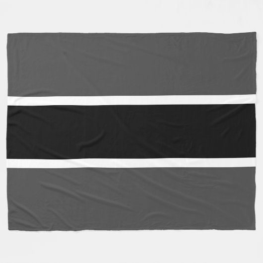 Sportlicher Spaß schwarz dunkelgraue weiße Streife Fleecedecke (Vorderseite (Horizontal))