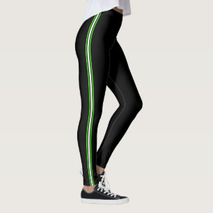 Sportlicher sportlicher Streifen grün weiß schwarz Leggings