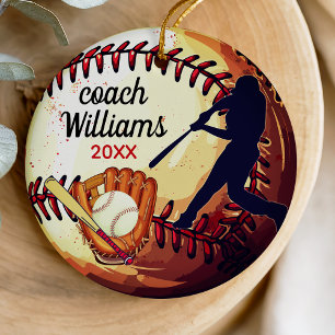 Sportlicher weißer Baseballtrainer-Dank Keramik Ornament