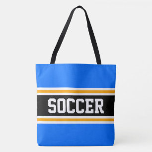 Sportliches FUßBALL Hellblau Schwarz Orange Streif Tasche