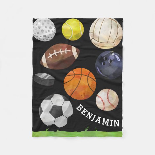 Sportliches Gruppen-Name-Schwarzes Fleecedecke (Vorderseite)