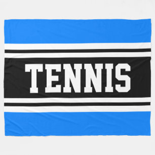 Sportliches Hellblau-Schwarz-TENNIS-Rennstreifen Fleecedecke